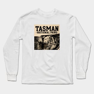 Tasman National Park Old Style Ink Drawing Long Sleeve T-Shirt